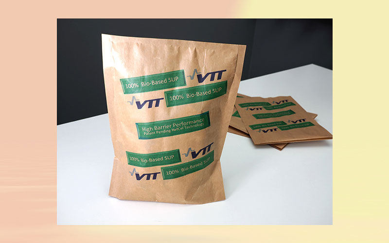 VTT has developed stand-up pouches from renewable raw materials and nanocellulose